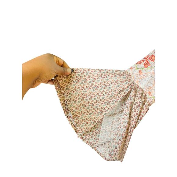 UMGEE Floral Tunic Bell Sleeve Floral Orange White Top Boho Peasant Medium - Picture 3 of 7